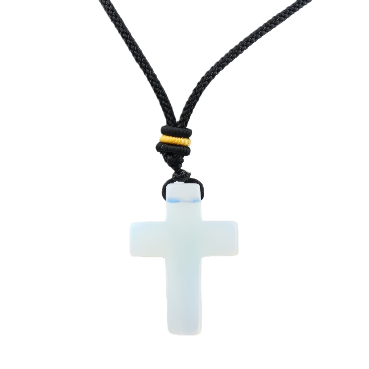 22x30mm Cross Shaped Gemstone Necklace Black Rope Drilled Horizontal Hole Charms Pendant Jewelry