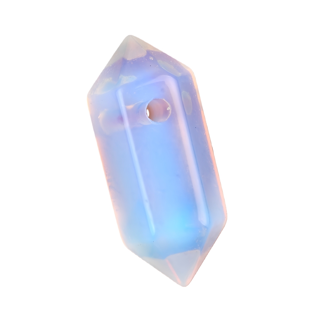 8x22mm Double Terminated Hexagonal Wand Side Drilled Hole Natural Gemstone Point Pendant for Jewelry Making Healing Reiki