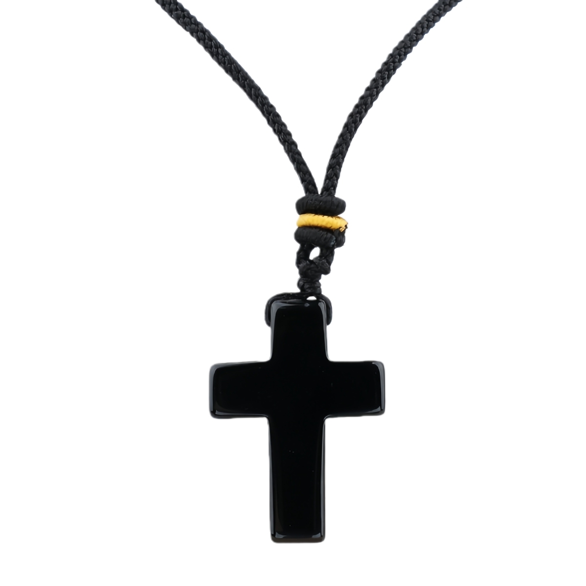22x30mm Cross Shaped Gemstone Necklace Black Rope Drilled Horizontal Hole Charms Pendant Jewelry