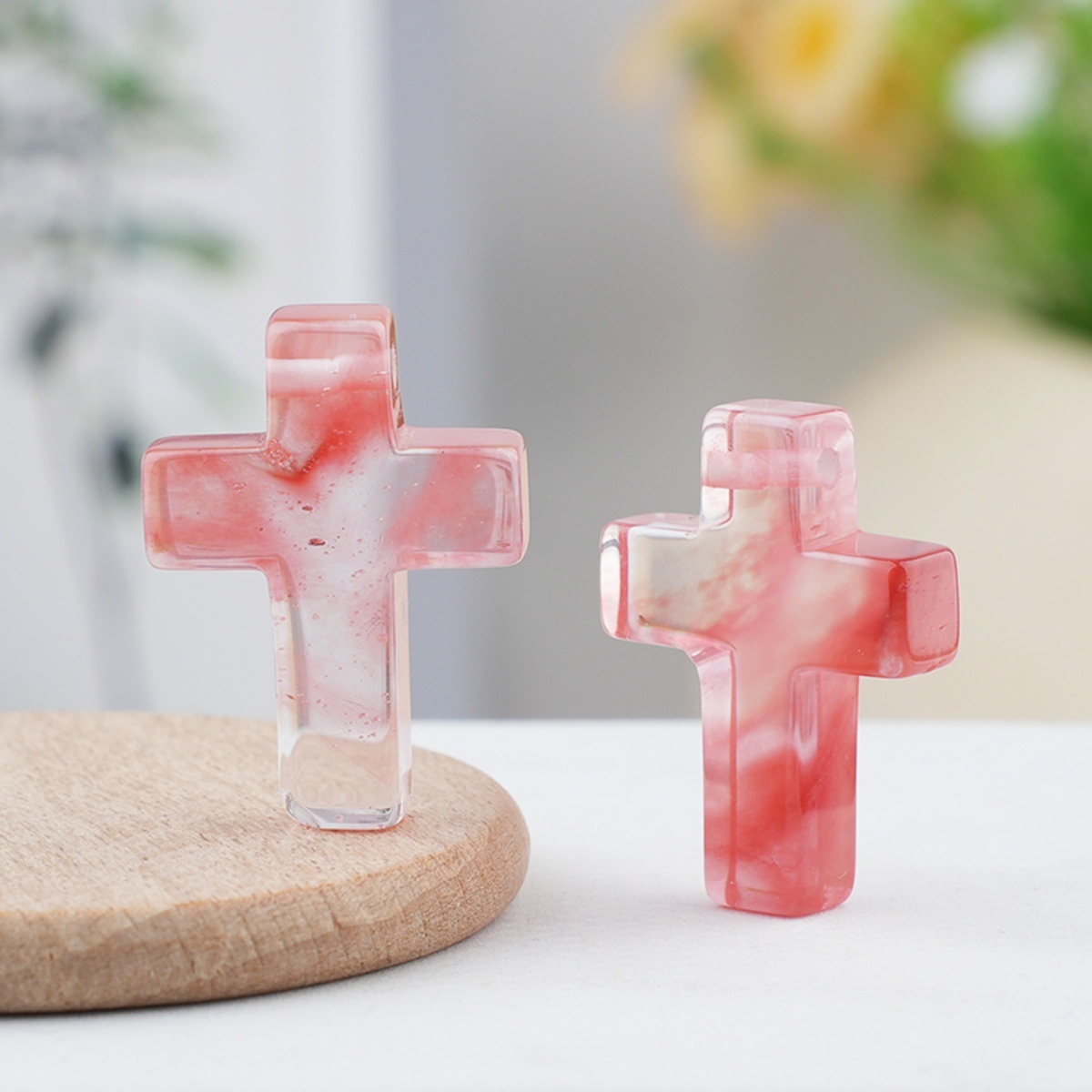 22x30mm Cross Shaped Gemstone Necklace Black Rope Drilled Horizontal Hole Charms Pendant Jewelry