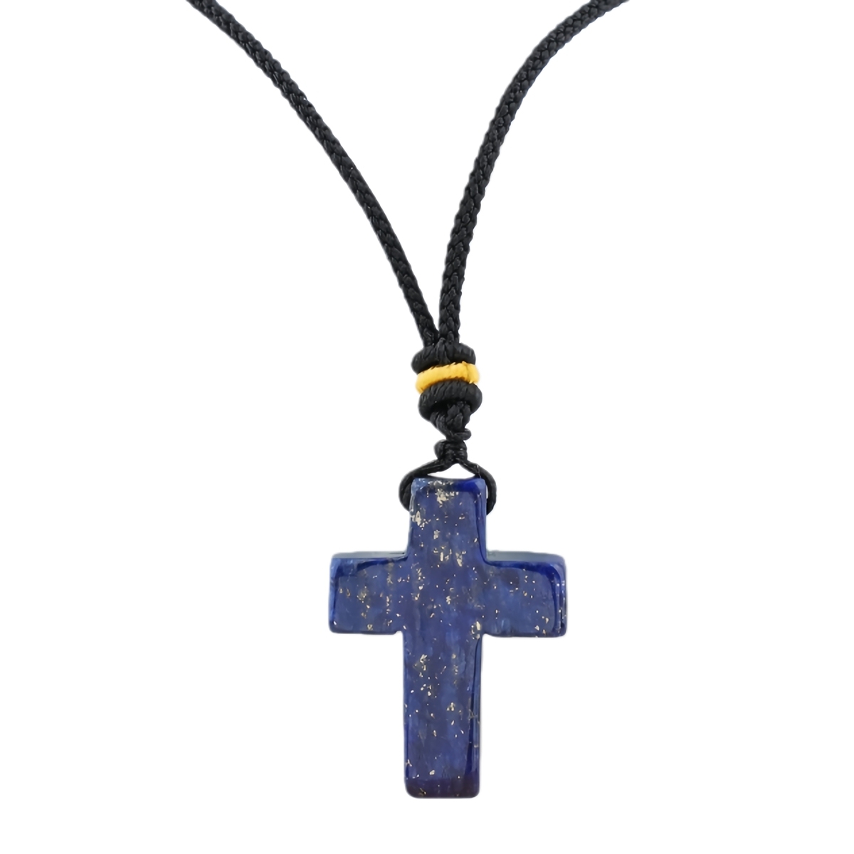 22x30mm Cross Shaped Gemstone Necklace Black Rope Drilled Horizontal Hole Charms Pendant Jewelry