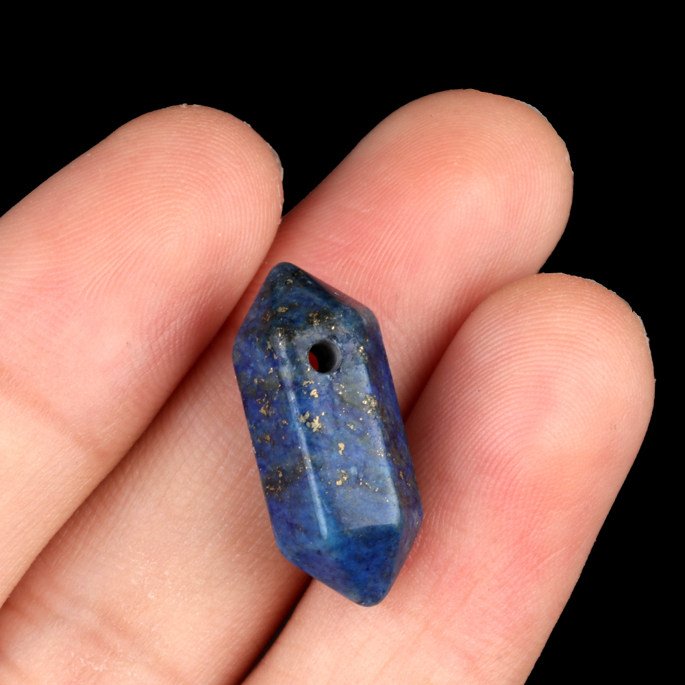 8x22mm Double Terminated Hexagonal Wand Side Drilled Hole Natural Gemstone Point Pendant for Jewelry Making Healing Reiki