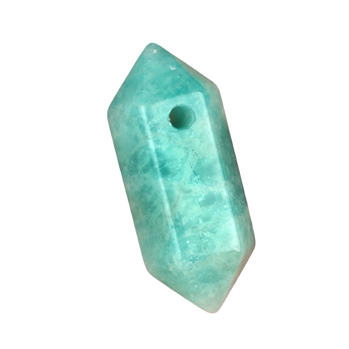 8x22mm Double Terminated Hexagonal Wand Side Drilled Hole Natural Gemstone Point Pendant for Jewelry Making Healing Reiki