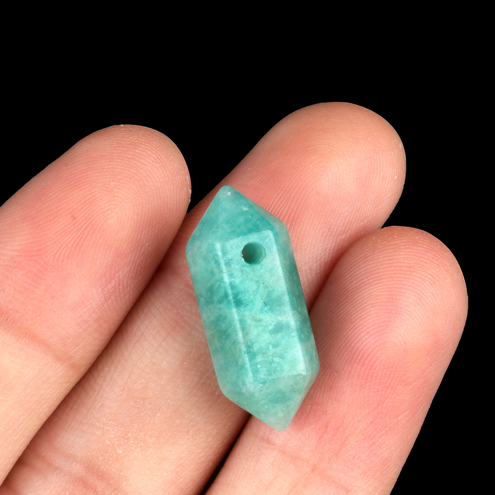 8x22mm Double Terminated Hexagonal Wand Side Drilled Hole Natural Gemstone Point Pendant for Jewelry Making Healing Reiki