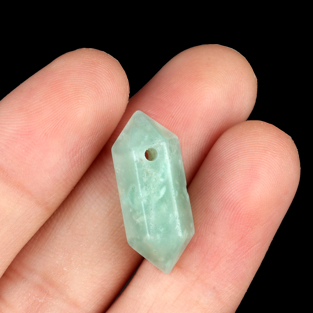 8x22mm Double Terminated Hexagonal Wand Side Drilled Hole Natural Gemstone Point Pendant for Jewelry Making Healing Reiki