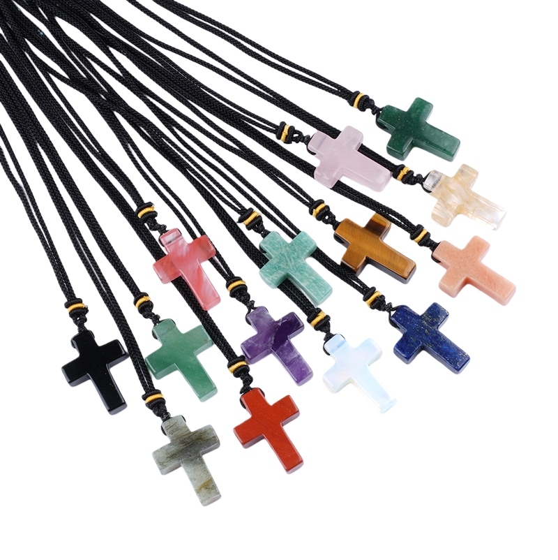 22x30mm Cross Shaped Gemstone Pendant Drilled Horizontal Hole for Making Jewelry