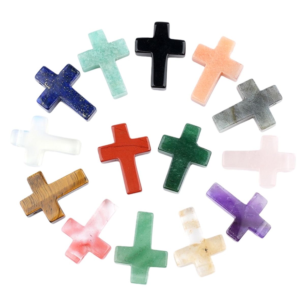 22x30mm Cross Shaped Gemstone Pendant Drilled Horizontal Hole for Making Jewelry