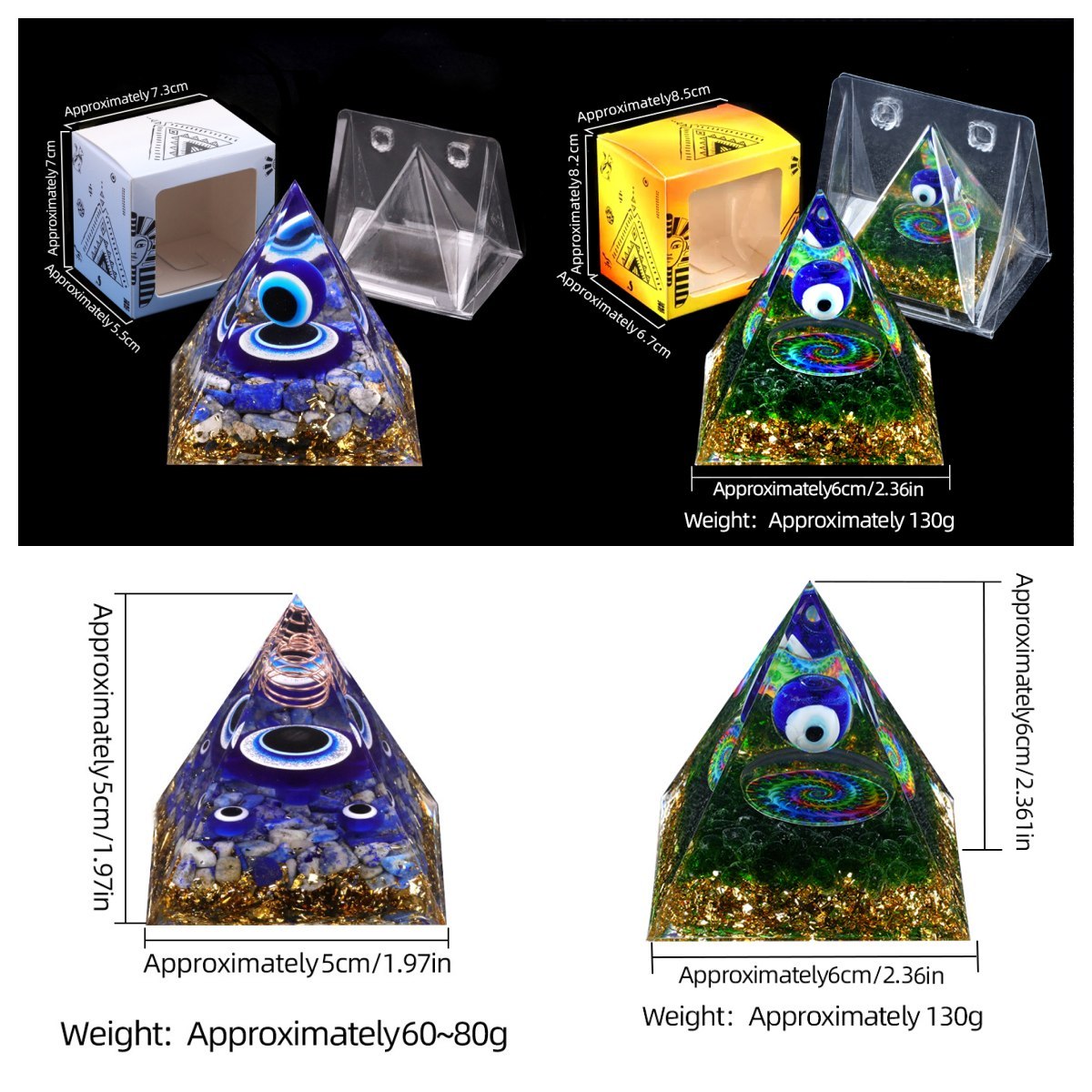 50MM&60mm Chip Stone Buddha Resin Pyramid Ornament for Home office Decoration #SP1974-M