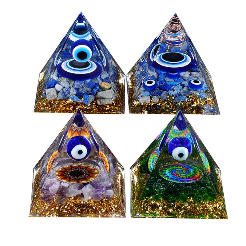 50MM&60mm Chip Stone Buddha Resin Pyramid Ornament for Home office Decoration #SP1974-M