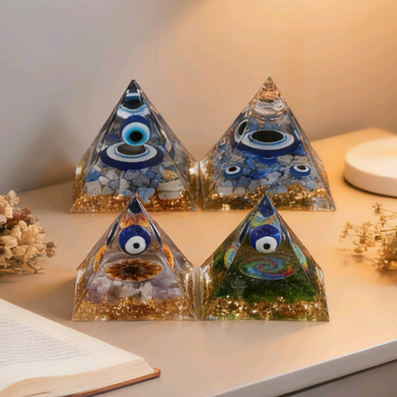 50MM&60mm Chip Stone Buddha Resin Pyramid Ornament for Home office Decoration #SP1974-M