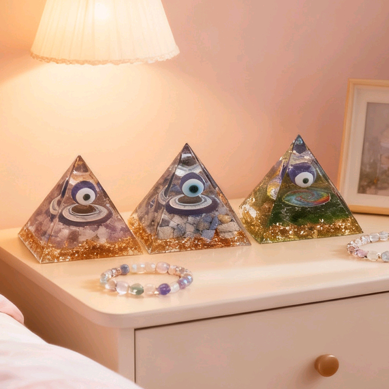 50MM&60mm Chip Stone Buddha Resin Pyramid Ornament for Home office Decoration #SP1974-M