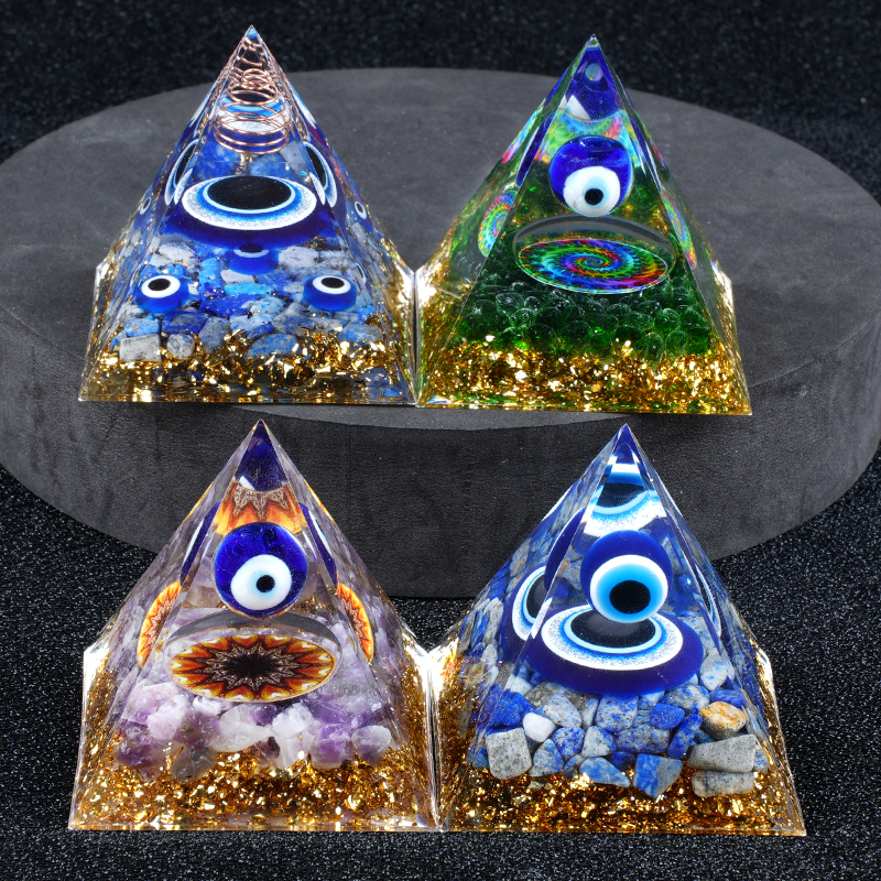 50MM&60mm Chip Stone Buddha Resin Pyramid Ornament for Home office Decoration #SP1974-M
