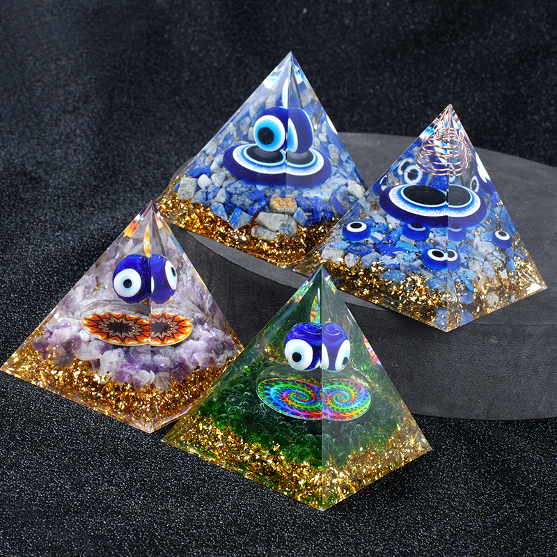 50MM&60mm Chip Stone Buddha Resin Pyramid Ornament for Home office Decoration #SP1974-M