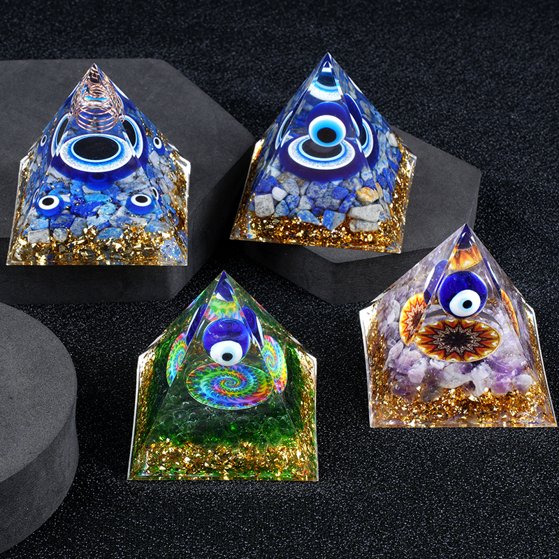 50MM&60mm Chip Stone Buddha Resin Pyramid Ornament for Home office Decoration #SP1974-M