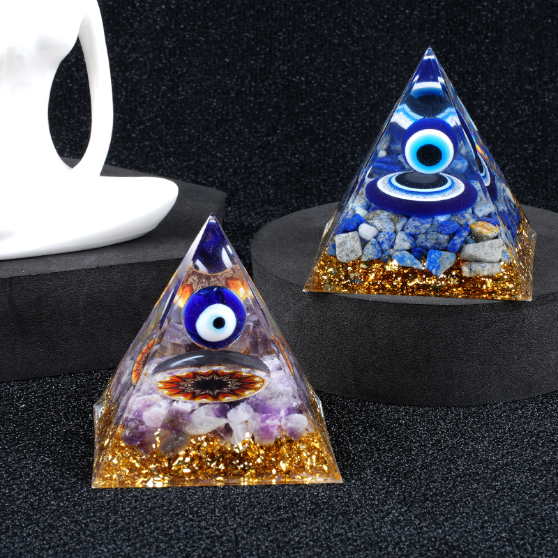 50MM&60mm Chip Stone Buddha Resin Pyramid Ornament for Home office Decoration #SP1974-M