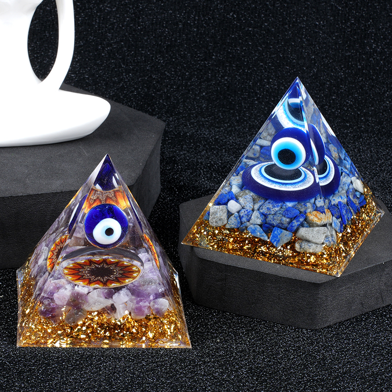 50MM&60mm Chip Stone Buddha Resin Pyramid Ornament for Home office Decoration #SP1974-M