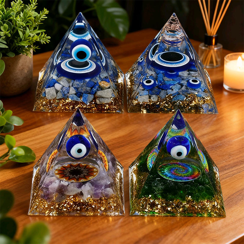 50MM&60mm Chip Stone Buddha Resin Pyramid Ornament for Home office Decoration #SP1974-M