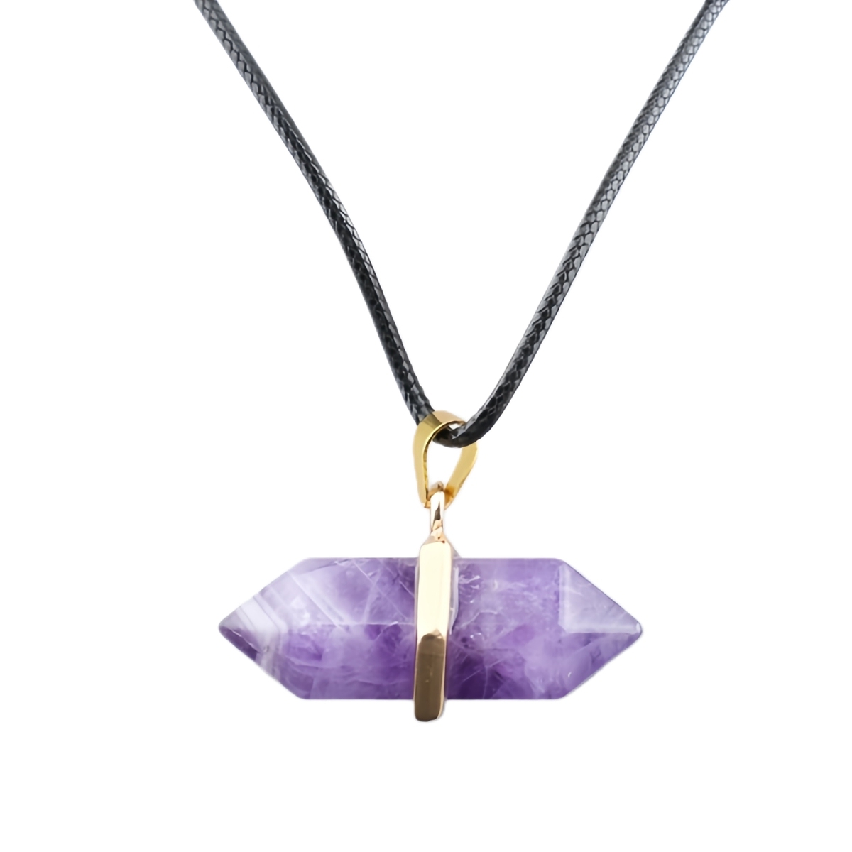 Gold Double Terminated Hexagonal Gemstone Point Pendant Necklace