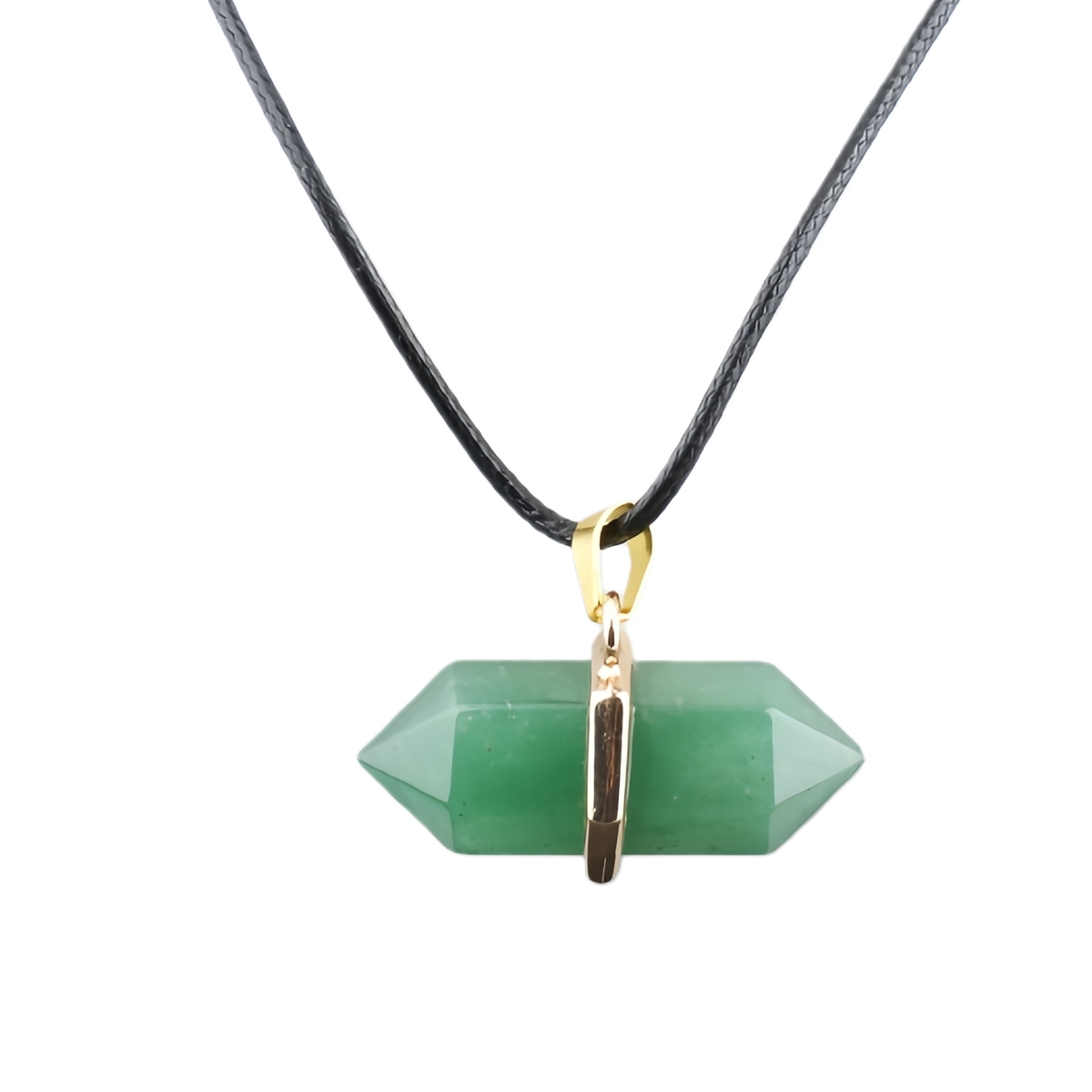 Gold Double Terminated Hexagonal Gemstone Point Pendant Necklace