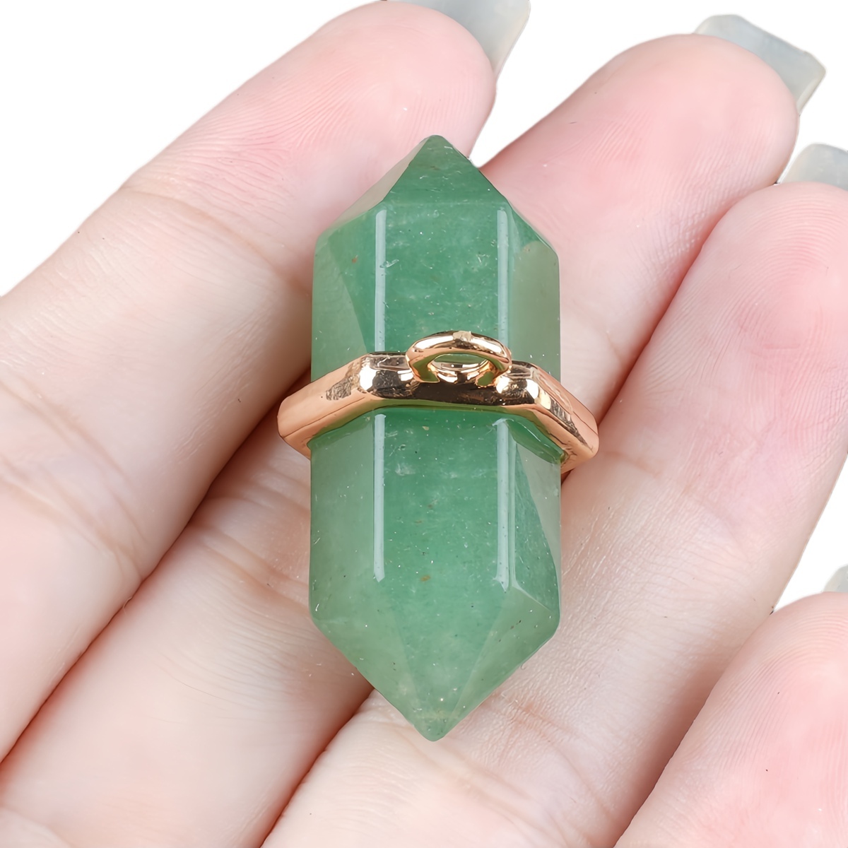6x12mm Double Terminated Hexagonal Wand Side Drilled Hole Natural Gemstone Point Pendant for Jewelry Making Healing Reiki