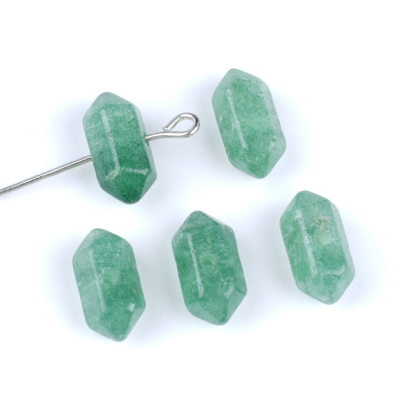 6X12mm Double Terminated Hexagonal Wand Side Drilled Hole Natural Gemstone Point Pendant for Jewelry Making Healing Reiki