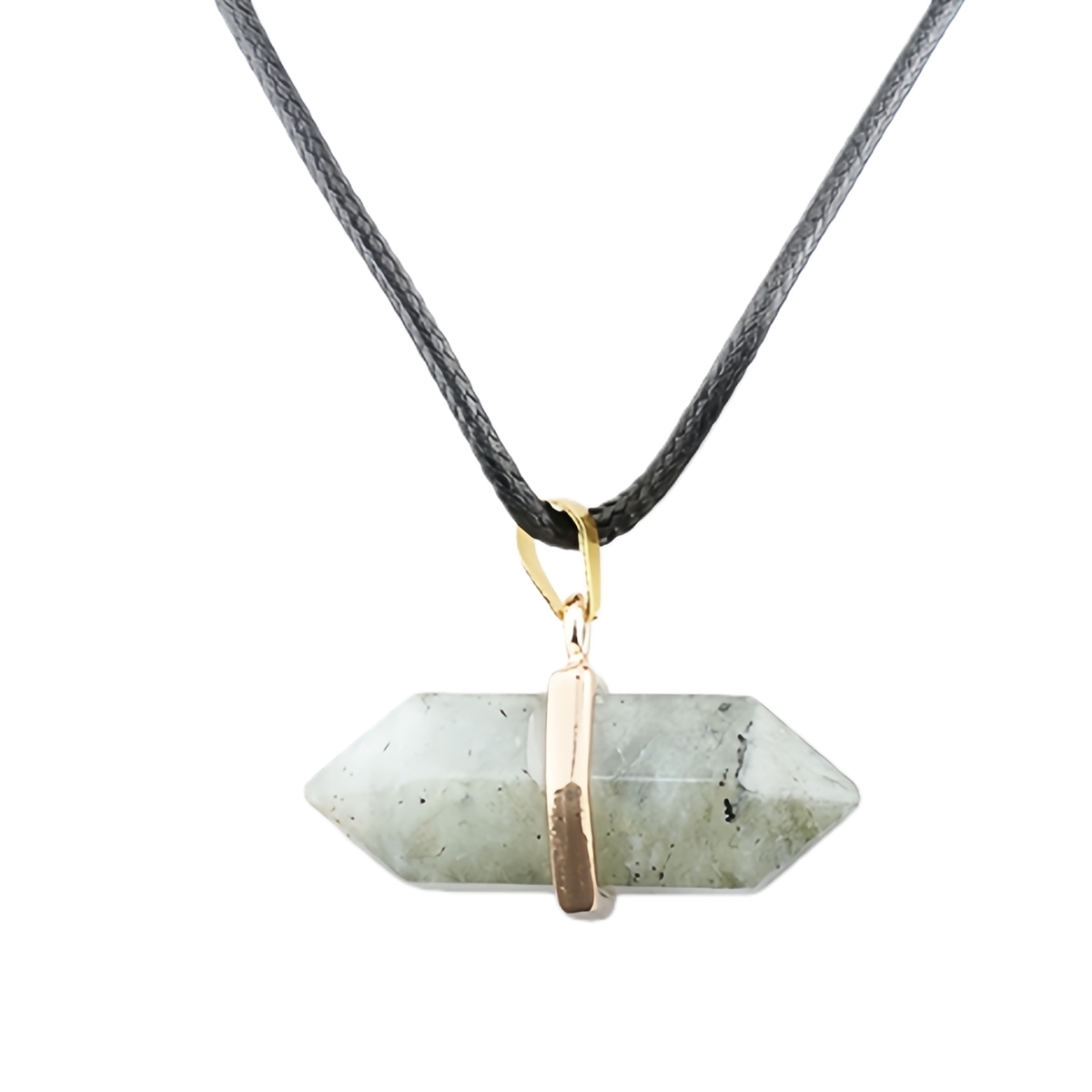 Gold Double Terminated Hexagonal Gemstone Point Pendant Necklace