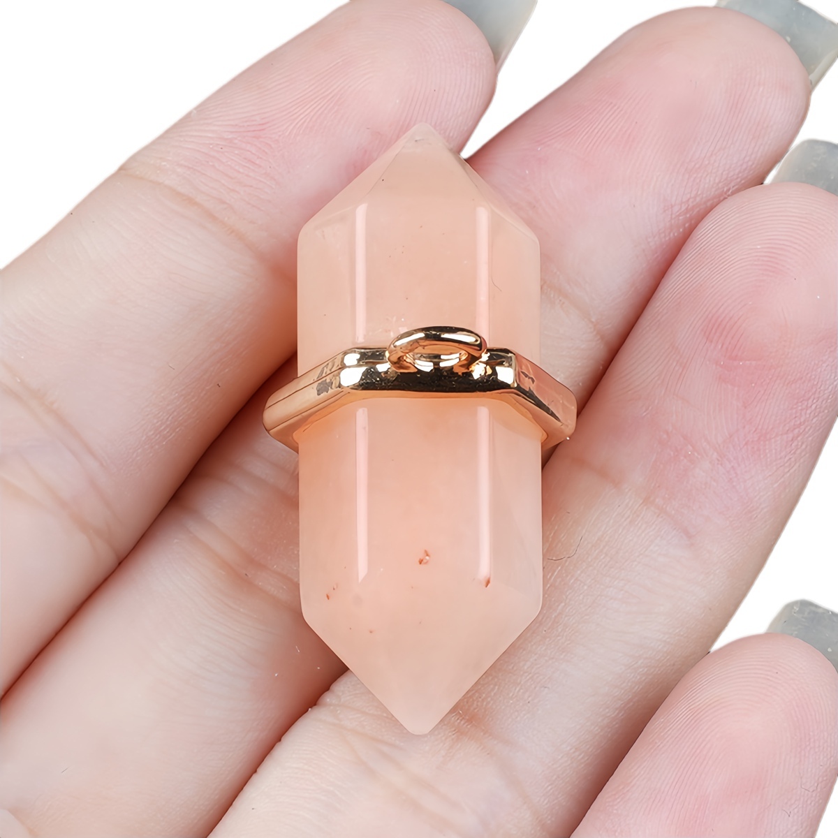 6x12mm Double Terminated Hexagonal Wand Side Drilled Hole Natural Gemstone Point Pendant for Jewelry Making Healing Reiki