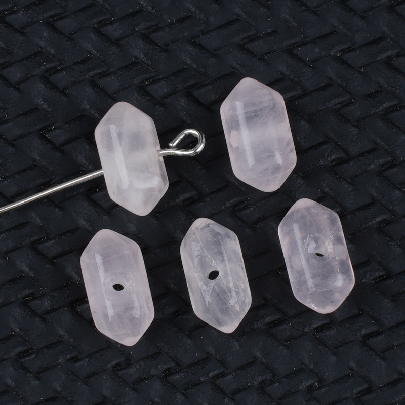 6X12mm Double Terminated Hexagonal Wand Side Drilled Hole Natural Gemstone Point Pendant for Jewelry Making Healing Reiki