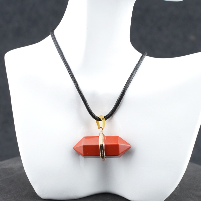 Gold Double Terminated Hexagonal Gemstone Point Pendant Necklace