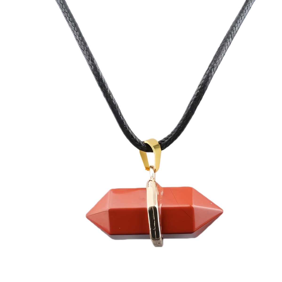 Gold Double Terminated Hexagonal Gemstone Point Pendant Necklace