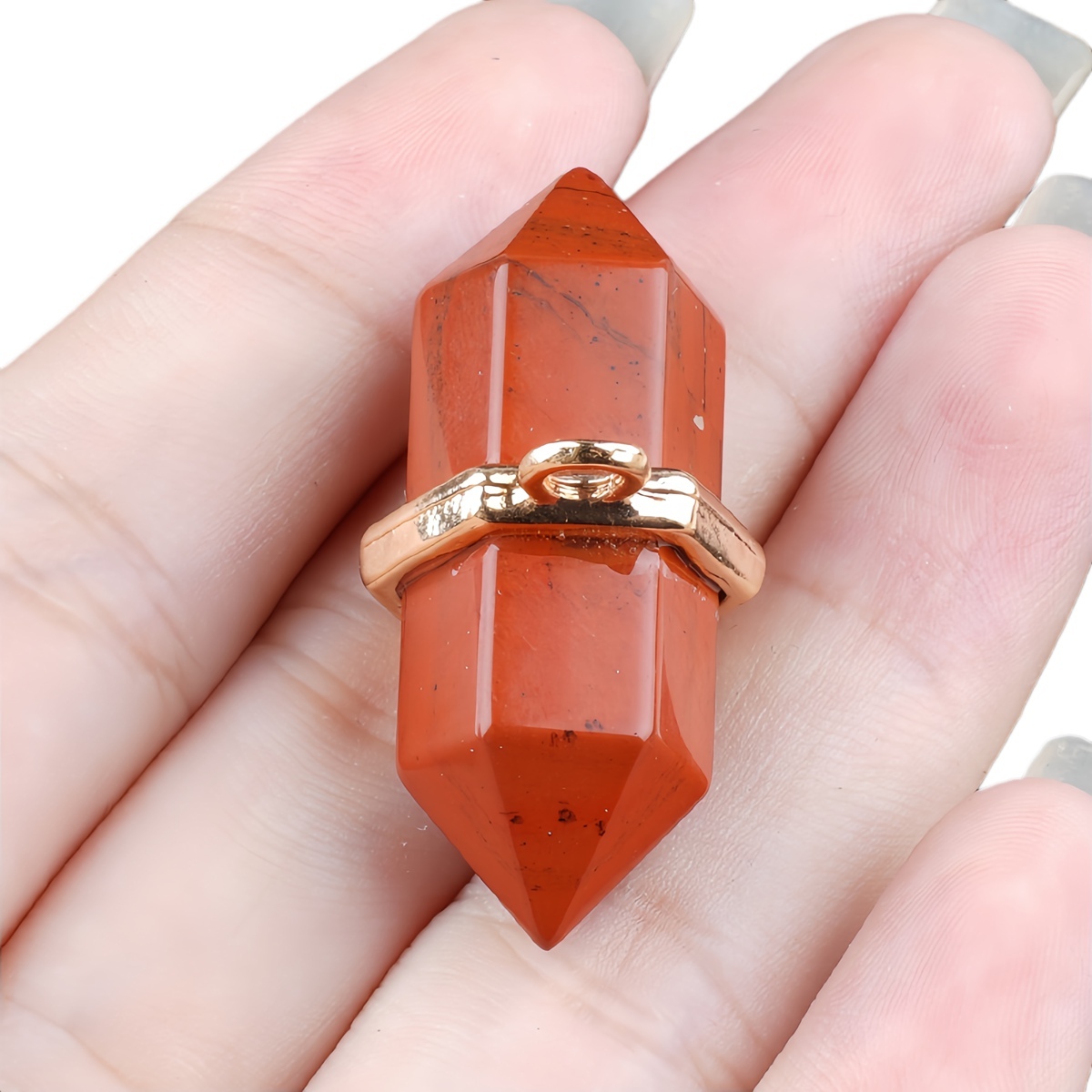 6x12mm Double Terminated Hexagonal Wand Side Drilled Hole Natural Gemstone Point Pendant for Jewelry Making Healing Reiki