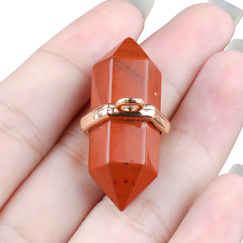 6x12mm Double Terminated Hexagonal Wand Side Drilled Hole Natural Gemstone Point Pendant for Jewelry Making Healing Reiki