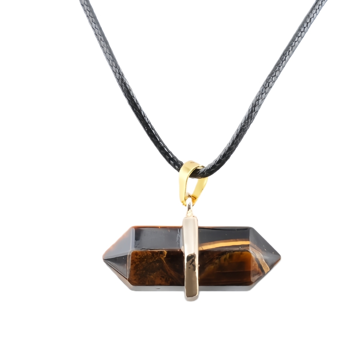 Gold Double Terminated Hexagonal Gemstone Point Pendant Necklace