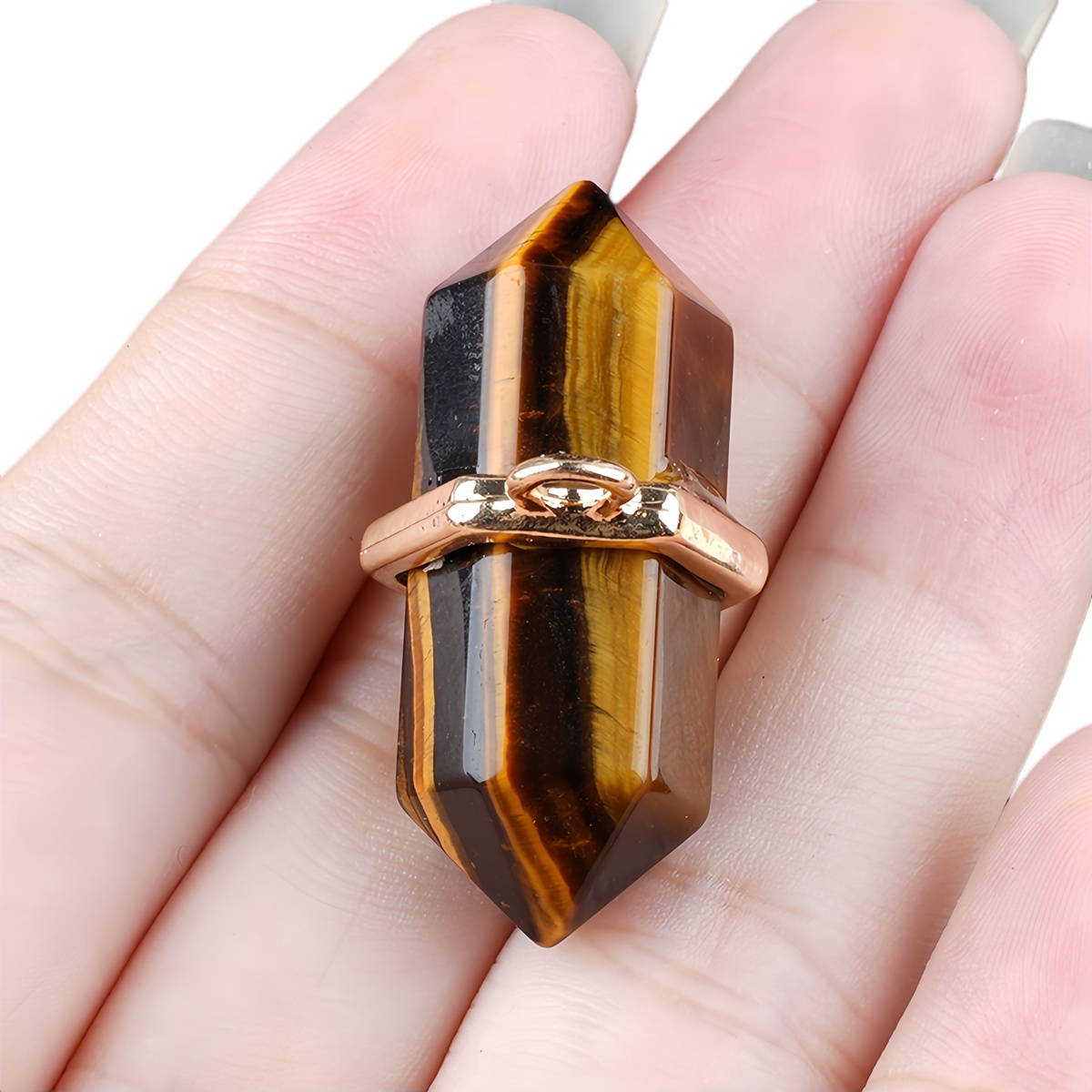 6x12mm Double Terminated Hexagonal Wand Side Drilled Hole Natural Gemstone Point Pendant for Jewelry Making Healing Reiki