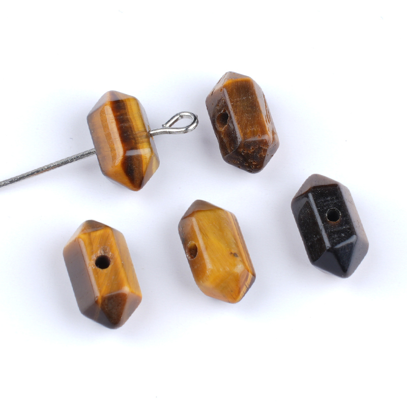 6X12mm Double Terminated Hexagonal Wand Side Drilled Hole Natural Gemstone Point Pendant for Jewelry Making Healing Reiki