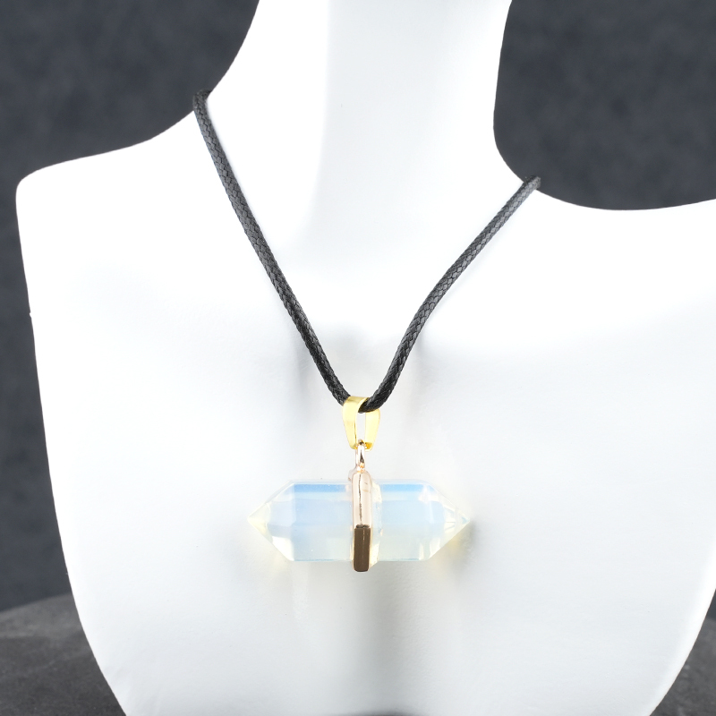 Gold Double Terminated Hexagonal Gemstone Point Pendant Necklace