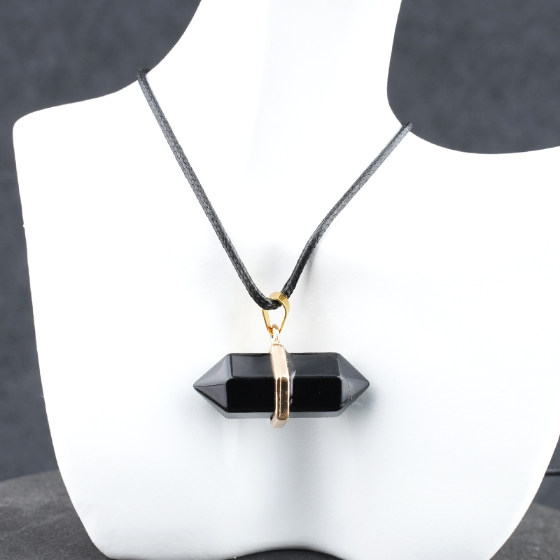 Gold Double Terminated Hexagonal Gemstone Point Pendant Necklace