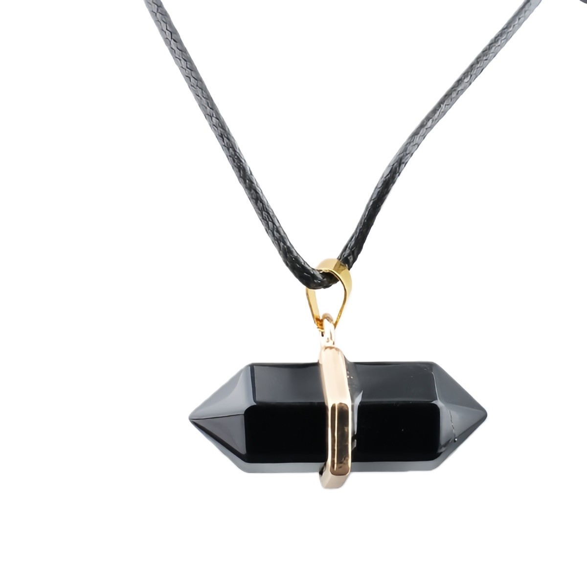 Gold Double Terminated Hexagonal Gemstone Point Pendant Necklace