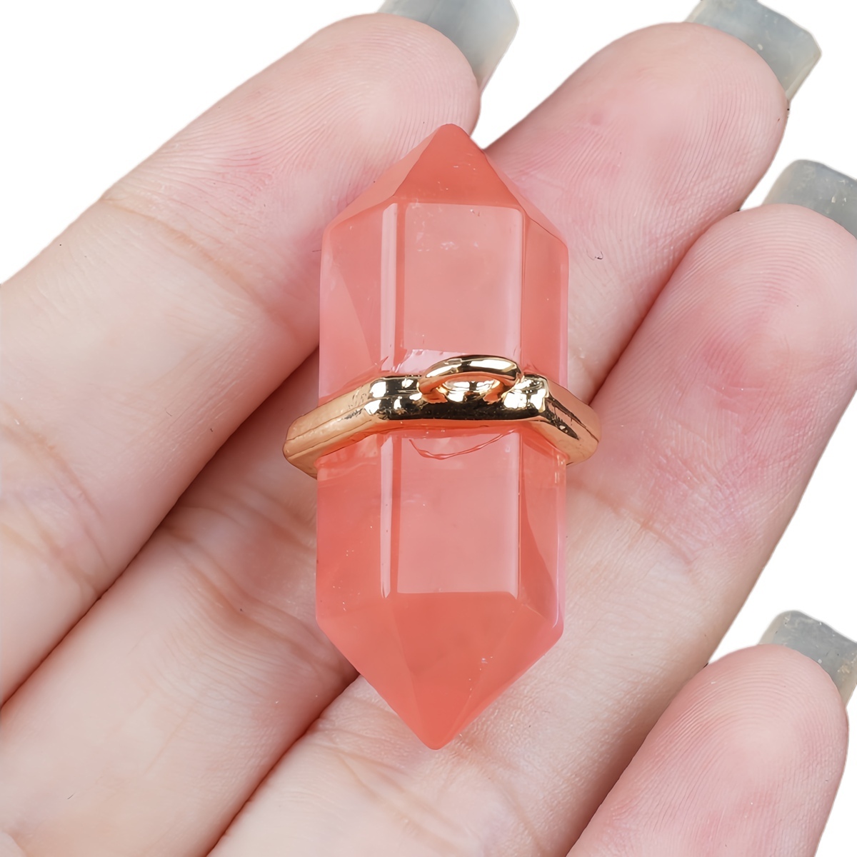 6x12mm Double Terminated Hexagonal Wand Side Drilled Hole Natural Gemstone Point Pendant for Jewelry Making Healing Reiki
