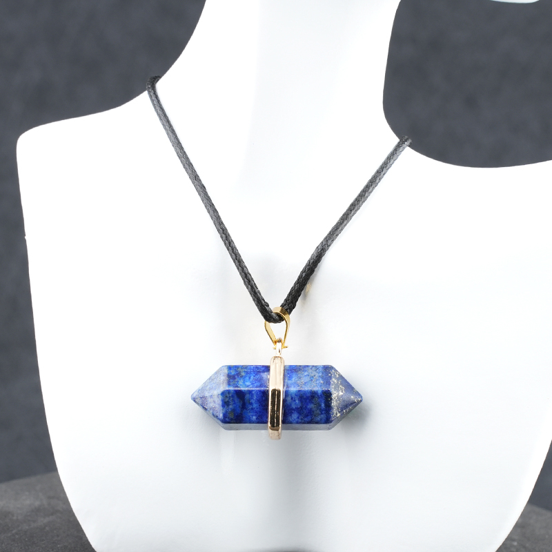 Gold Double Terminated Hexagonal Gemstone Point Pendant Necklace