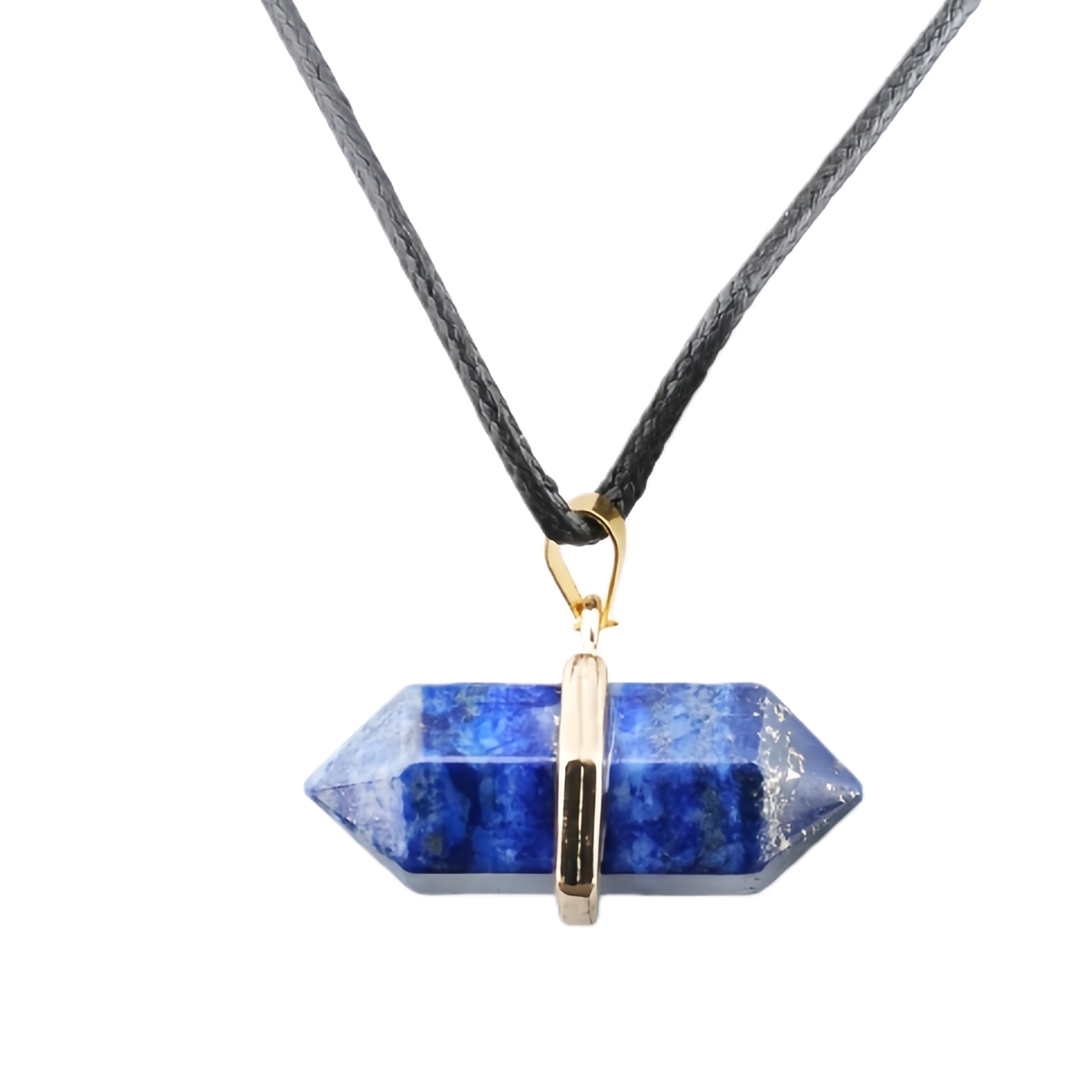 Gold Double Terminated Hexagonal Gemstone Point Pendant Necklace