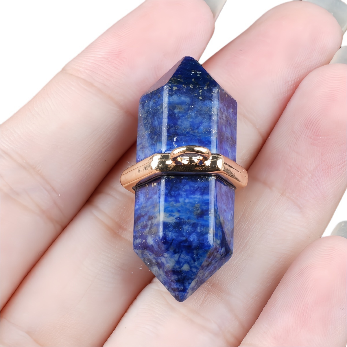 6x12mm Double Terminated Hexagonal Wand Side Drilled Hole Natural Gemstone Point Pendant for Jewelry Making Healing Reiki