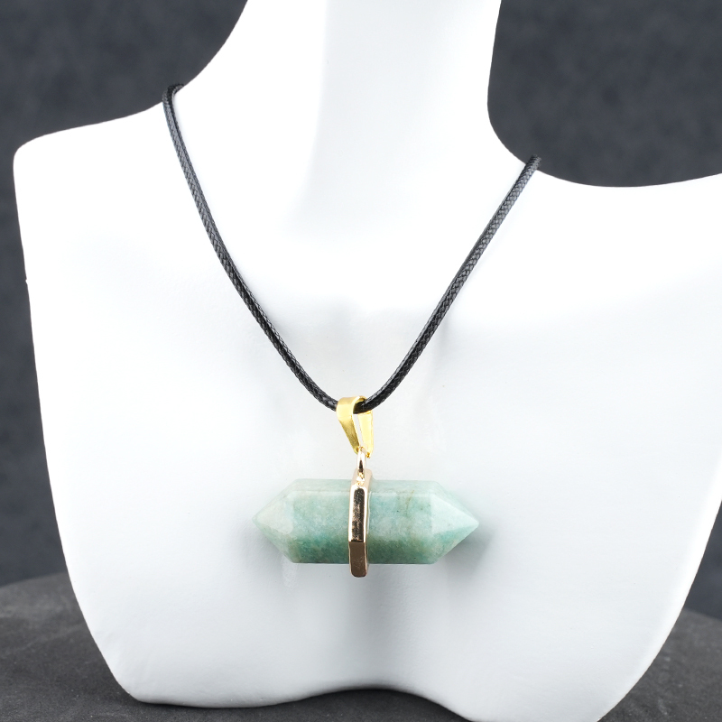 Gold Double Terminated Hexagonal Gemstone Point Pendant Necklace