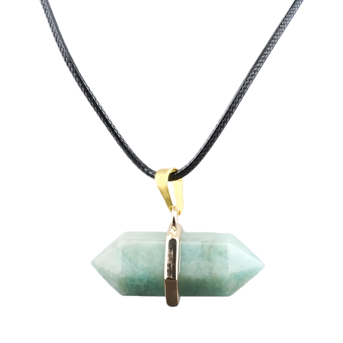 Gold Double Terminated Hexagonal Gemstone Point Pendant Necklace