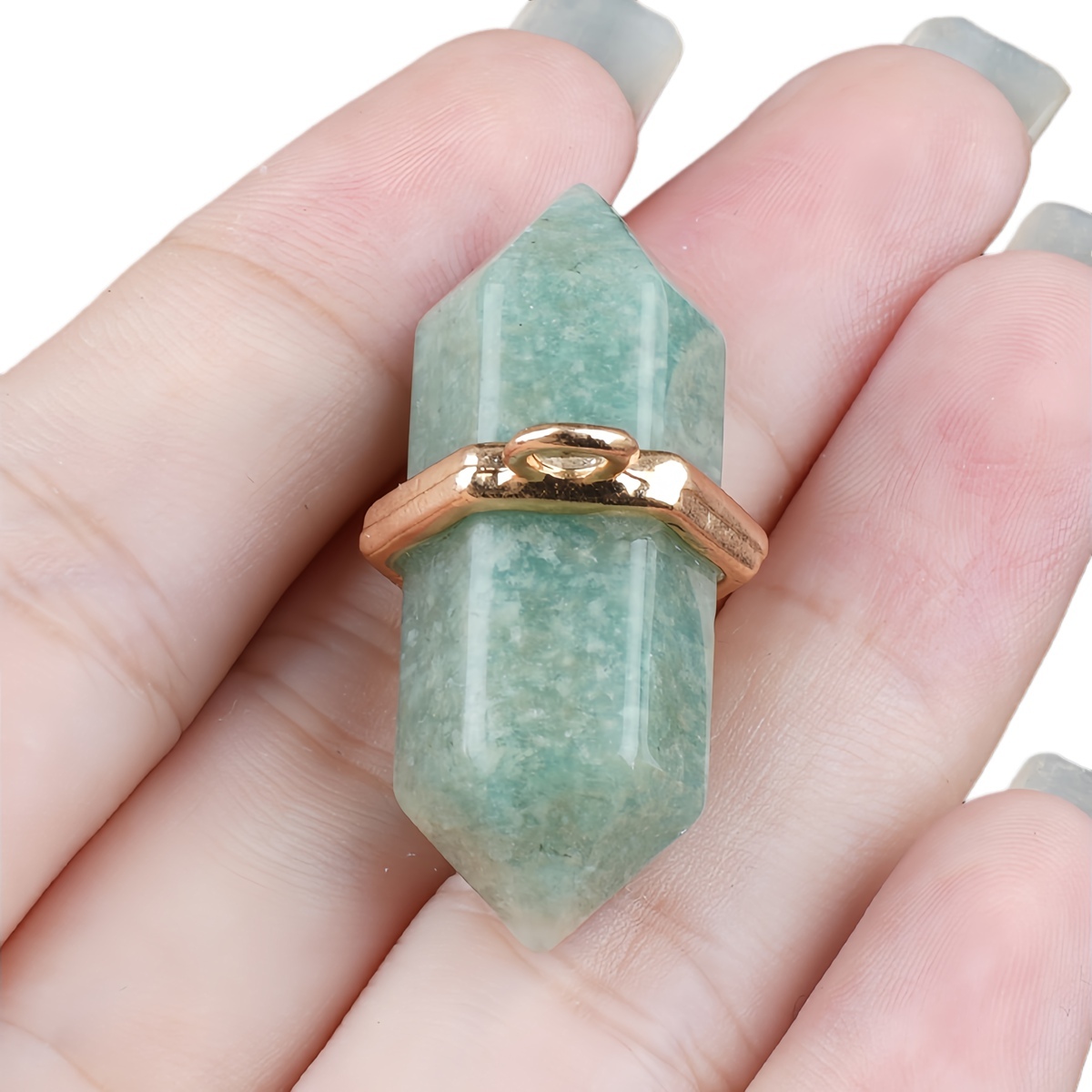 6x12mm Double Terminated Hexagonal Wand Side Drilled Hole Natural Gemstone Point Pendant for Jewelry Making Healing Reiki
