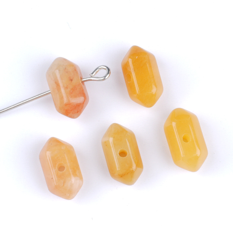 6X12mm Double Terminated Hexagonal Wand Side Drilled Hole Natural Gemstone Point Pendant for Jewelry Making Healing Reiki