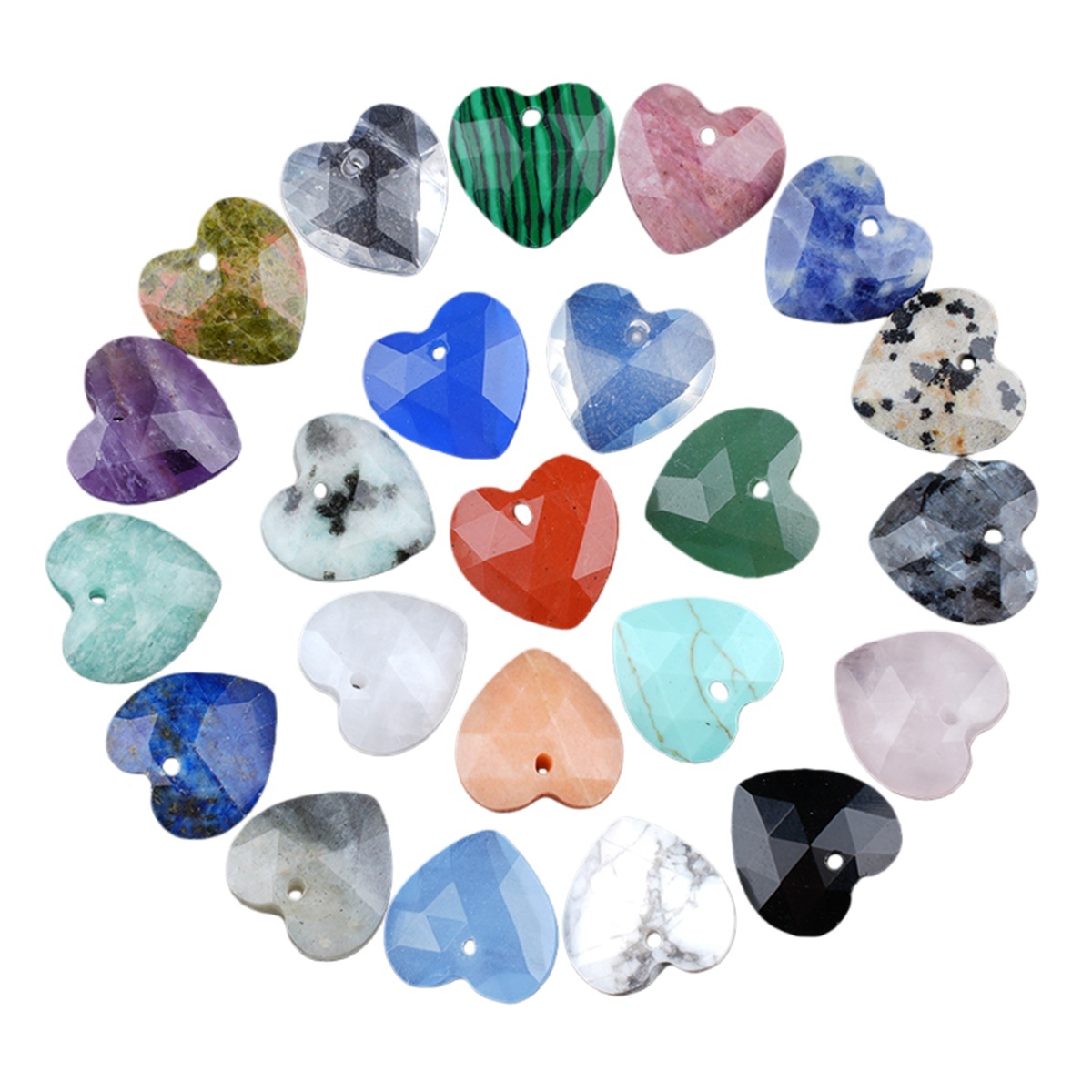 13mm Facted Stone Heart Pendant for Making Jewelry