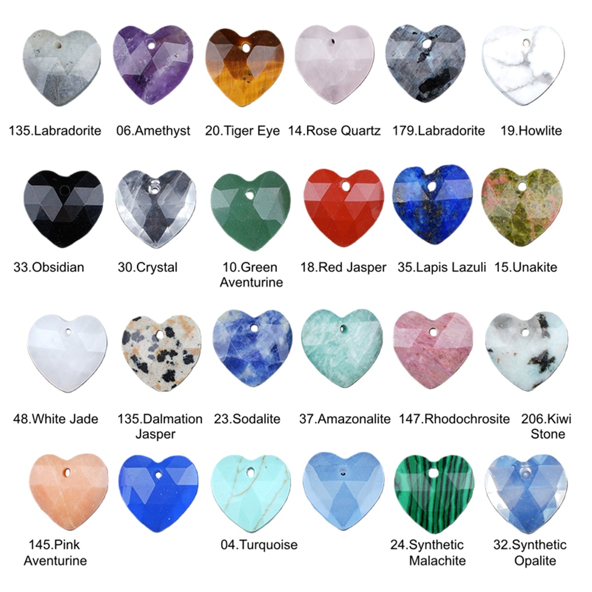 13mm Facted Stone Heart Pendant for Making Jewelry