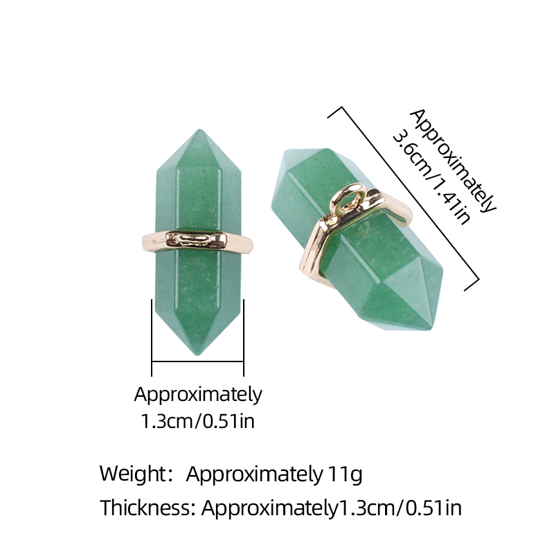 6x12mm Double Terminated Hexagonal Wand Side Drilled Hole Natural Gemstone Point Pendant for Jewelry Making Healing Reiki