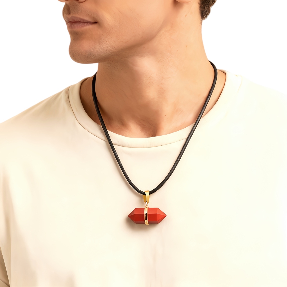Gold Double Terminated Hexagonal Gemstone Point Pendant Necklace